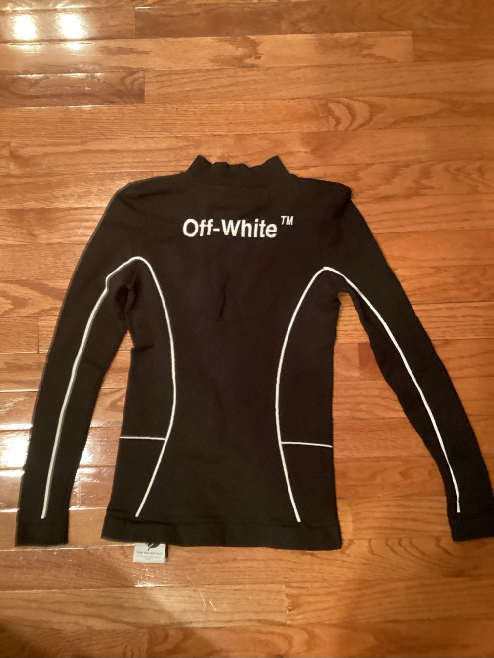 Off-White Black Long Sleeve Tee with White Piping